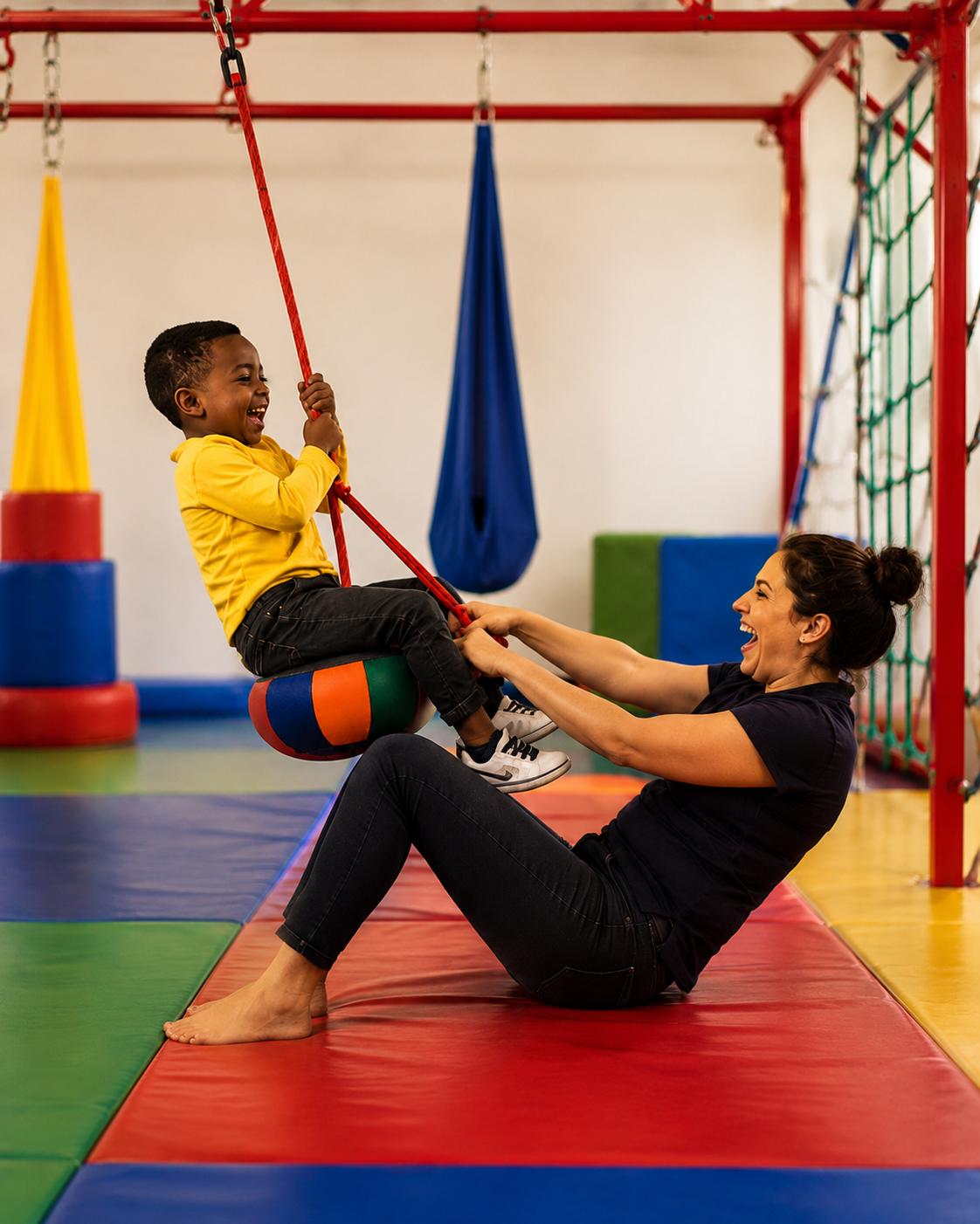 Ayres Sensorische Integration Therapieraum — ASI Behandlung mit Kind