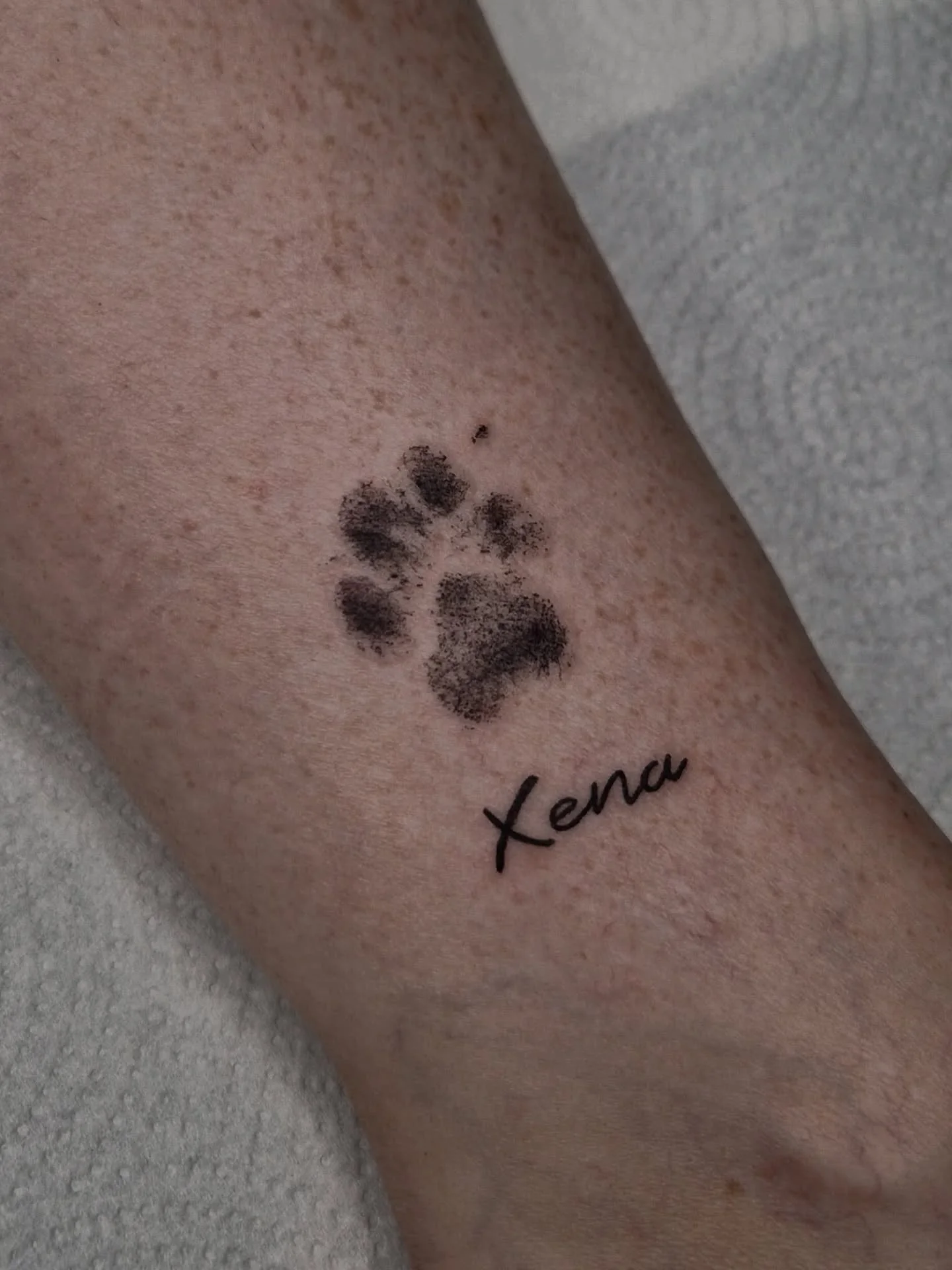 Sweet little life-sized paw print, in memory of this little warrior princess &hearts;️

Always feel honoured to do memorial tattoos, thanks for the trust!
.
.
.
Realistic paw print memorial tattoo Brighton