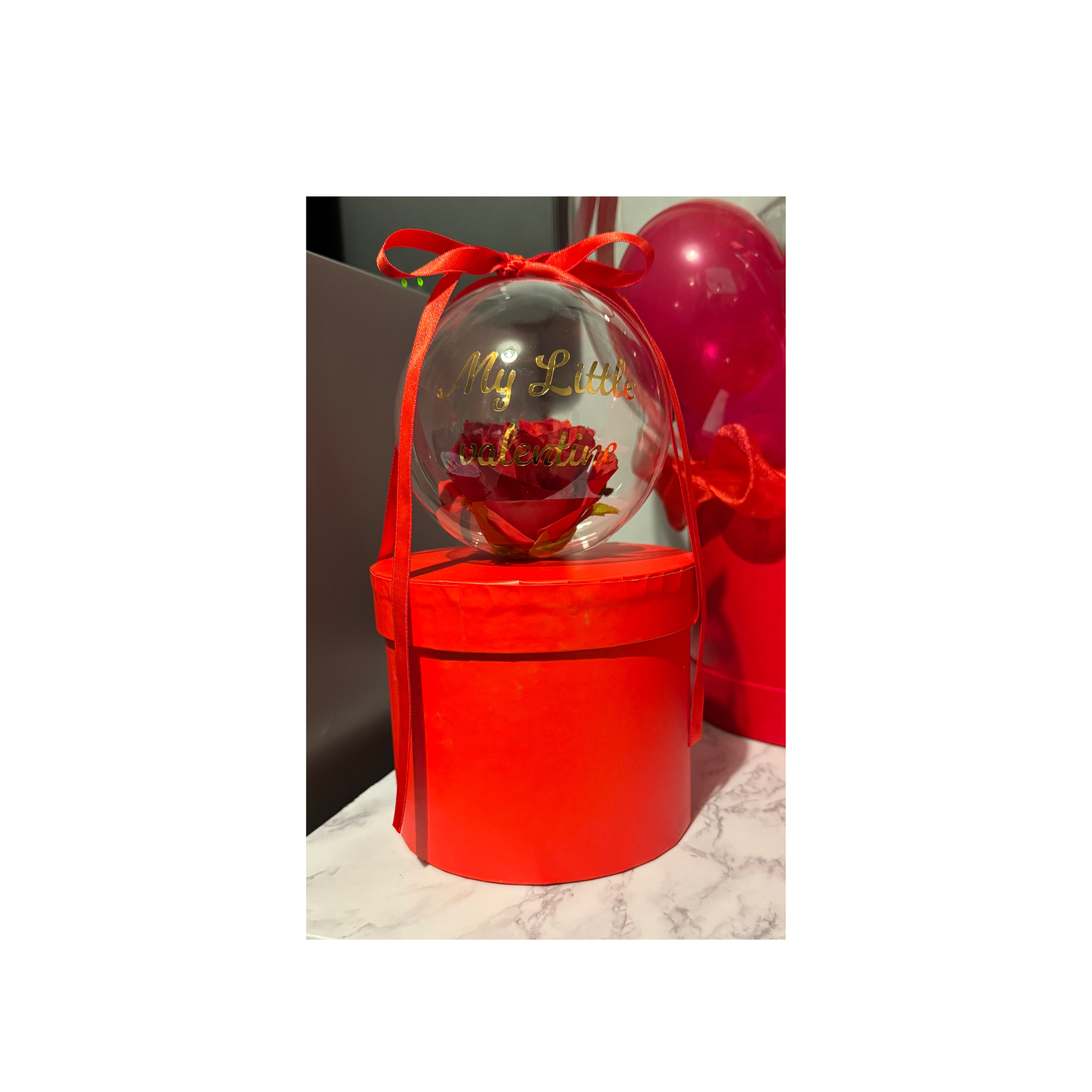 mini bobo balloon for little or big valentines with a single rose