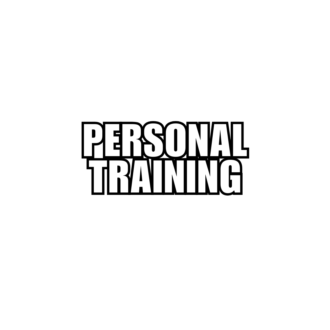 Black background with bold white text that says "PERSONAL TRAINING."