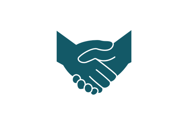 Illustration of a handshake between two hands.