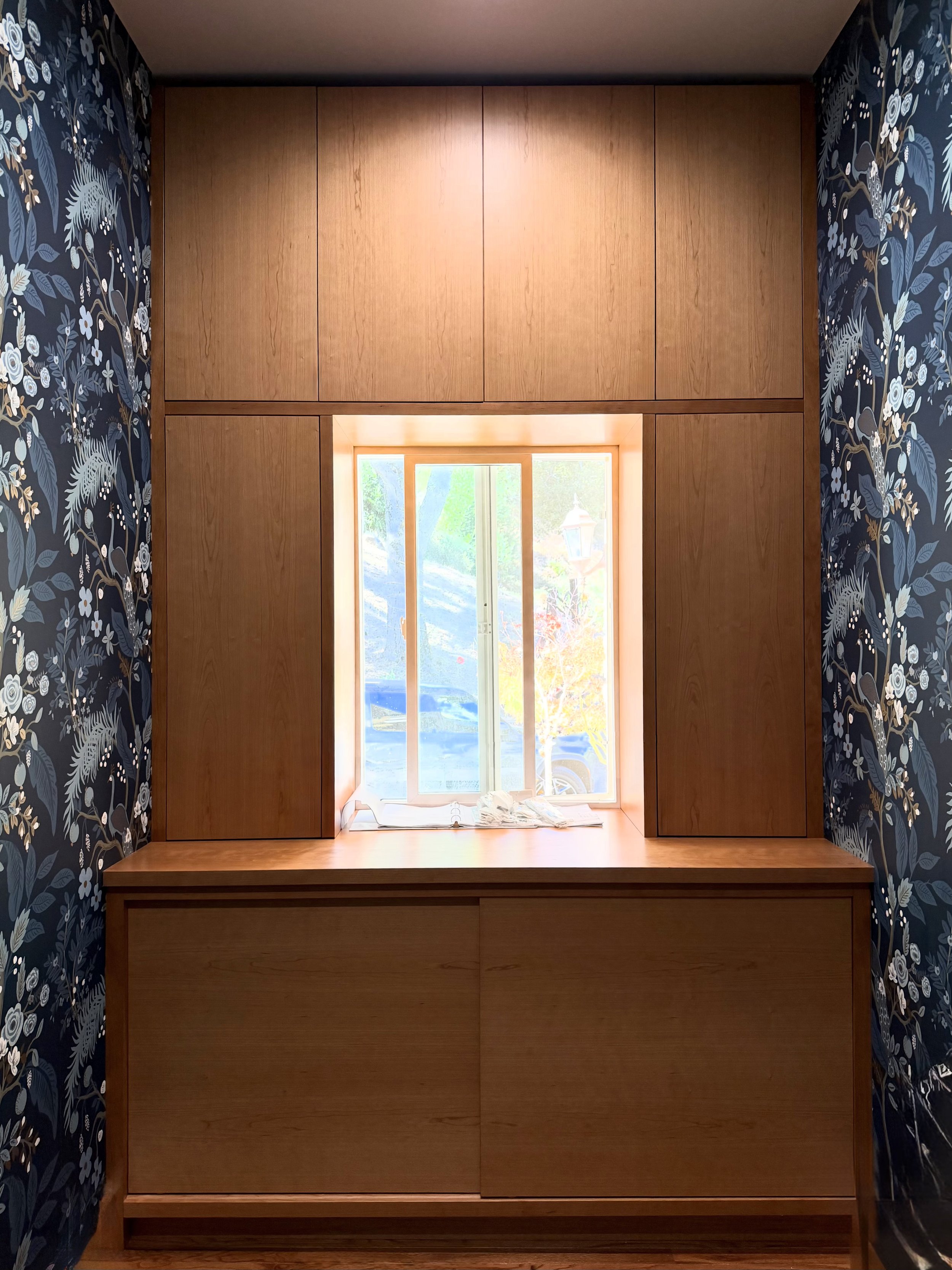 Custom Powder Room Storage in Cherry