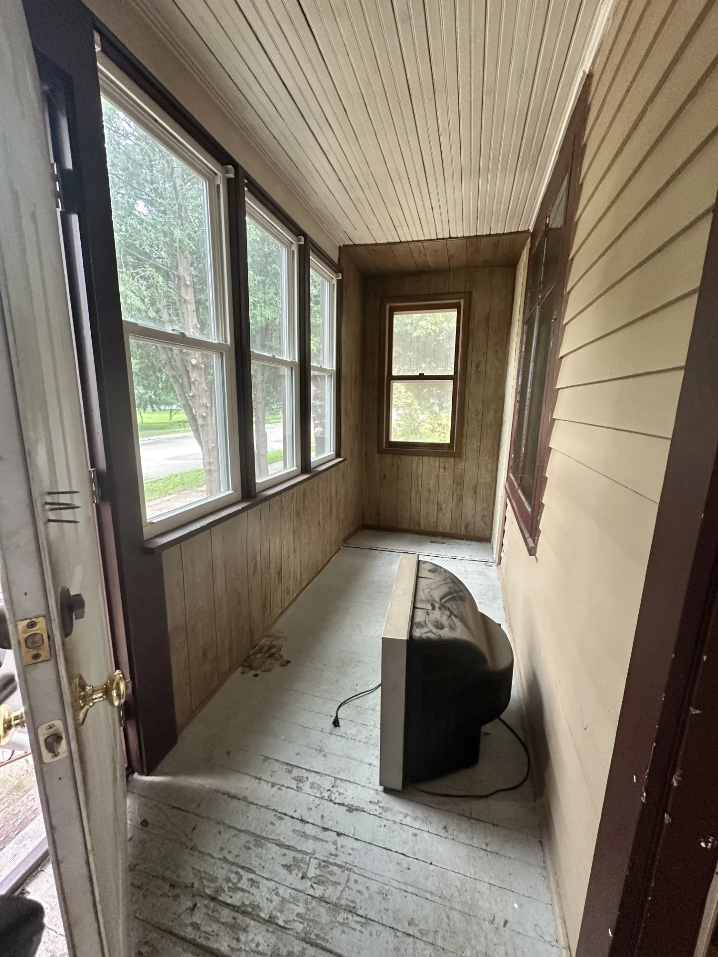 *Color drench in all white 
*New flooring 
*New entry door 