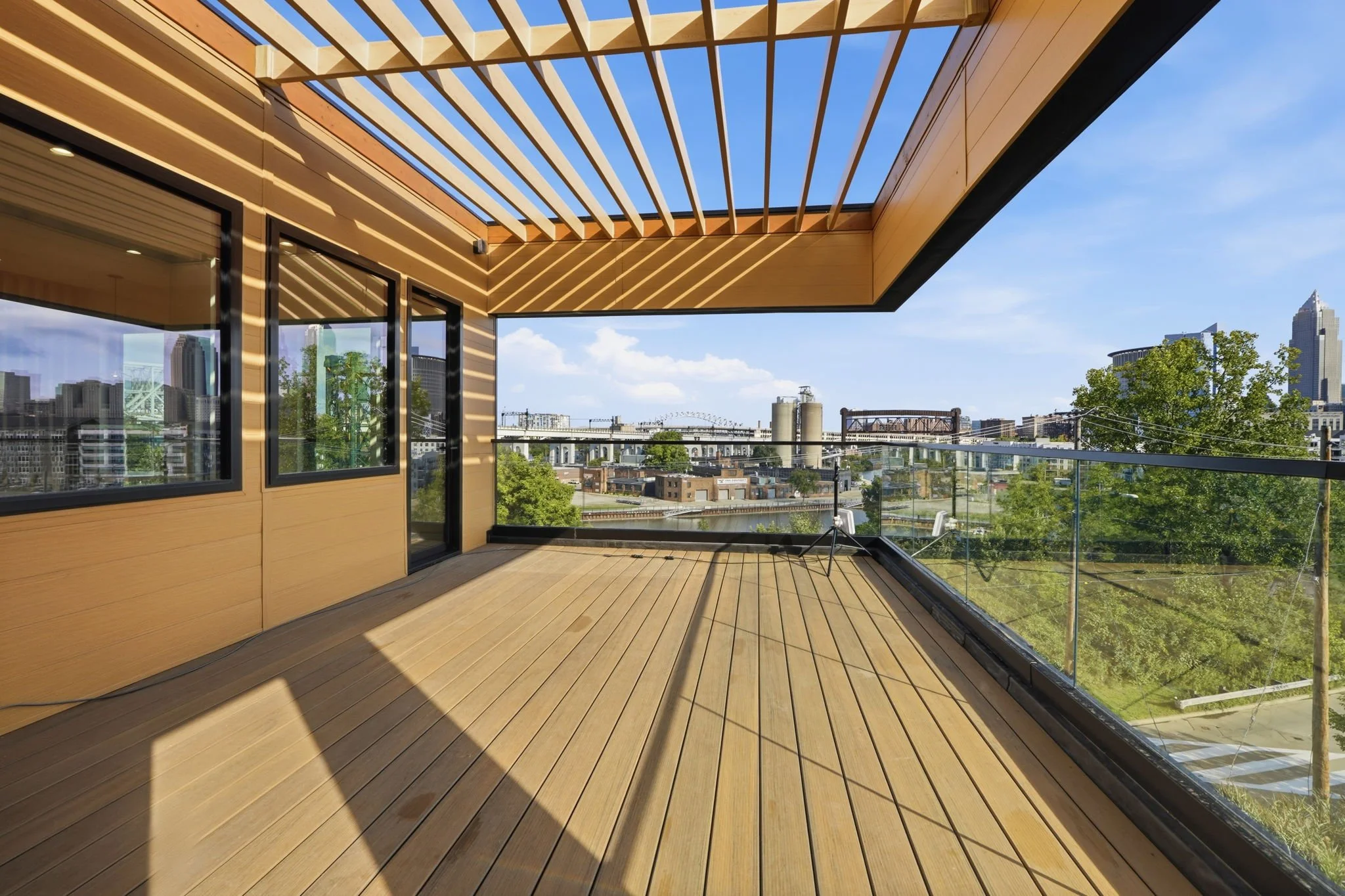 Contemporary house with cleveland skyline view