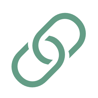 A graphic illustration of a linked chain link symbol.