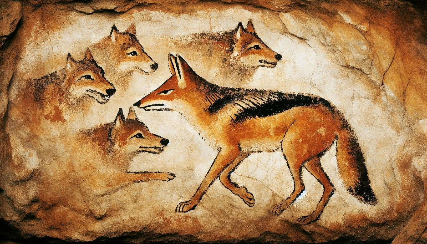 cave painting of a jackal in a pack of wolves | shadow work