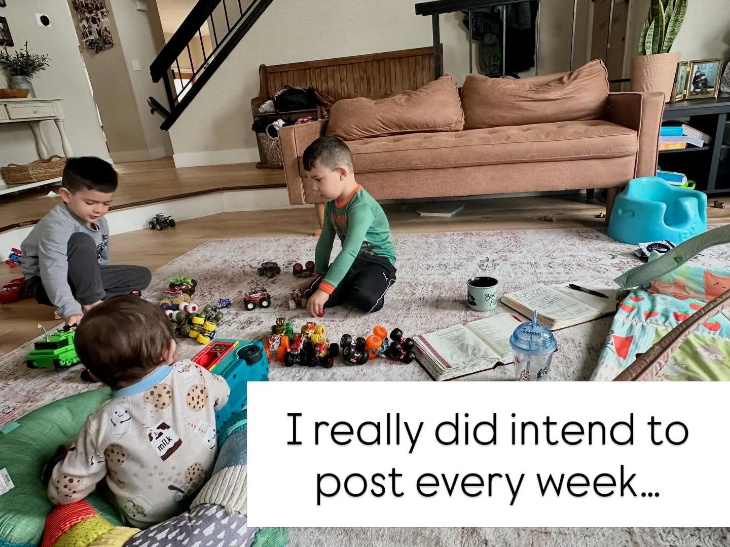 Sometimes progress looks like this.

Working on teaching material and business ideas on the floor while my boys play around me.

I used to think I needed more quiet or more structure to really move forward. But 1 Corinthians 7 reminds us to live the 