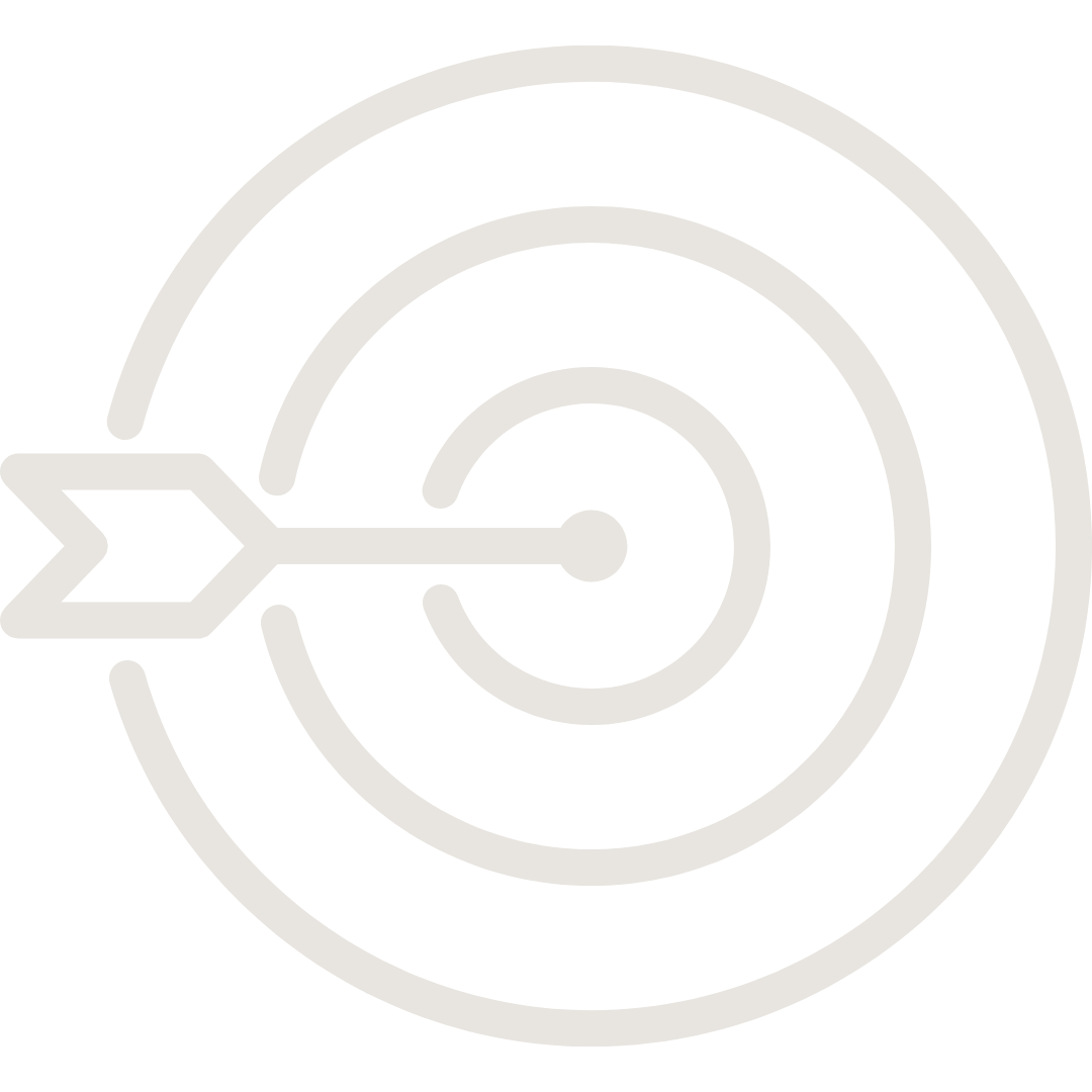 White target with concentric circles and an arrow hitting the bullseye on black background.