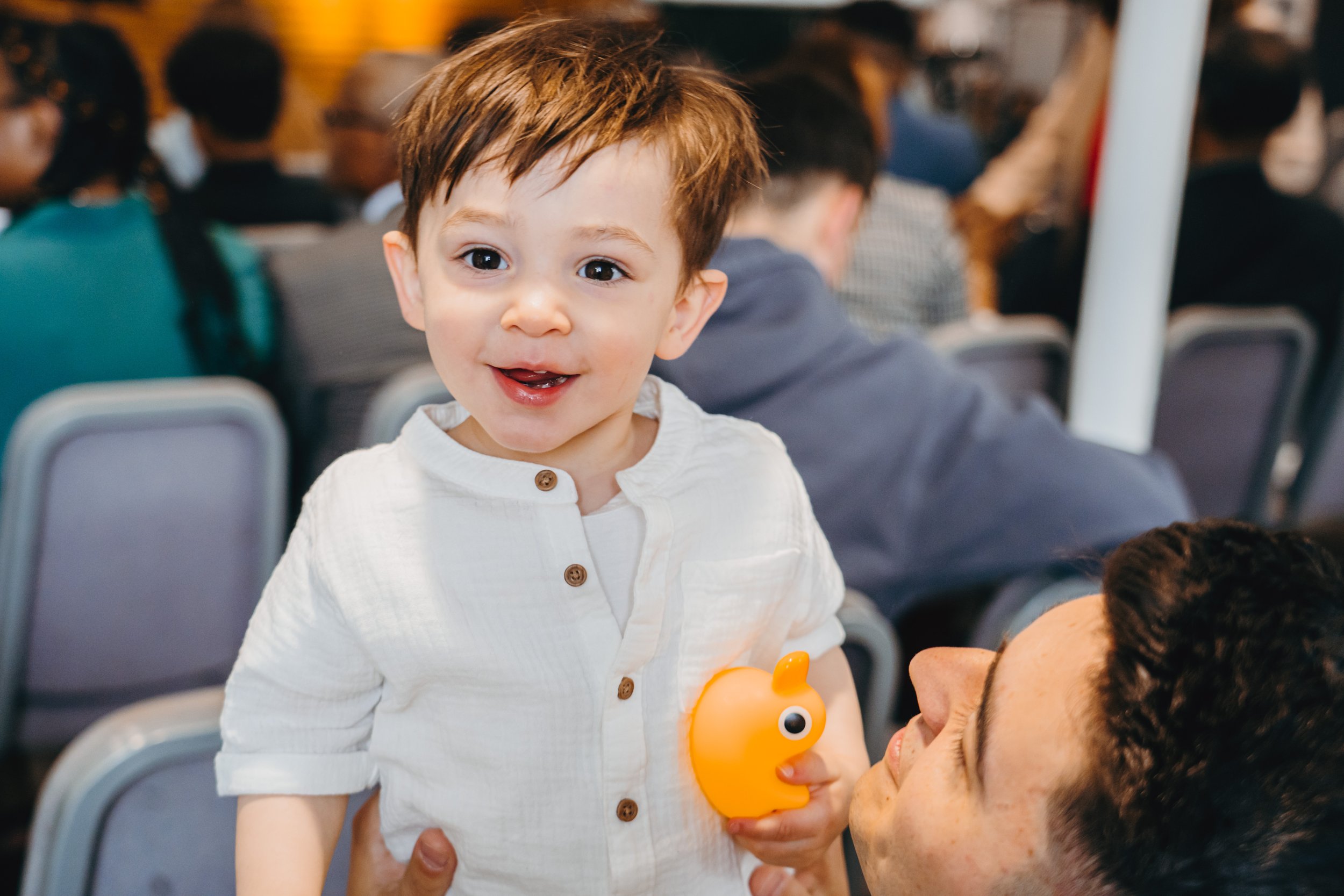 smiling young boy at church
