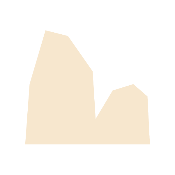 A beige-colored mountain or hill with jagged edges on a black background.