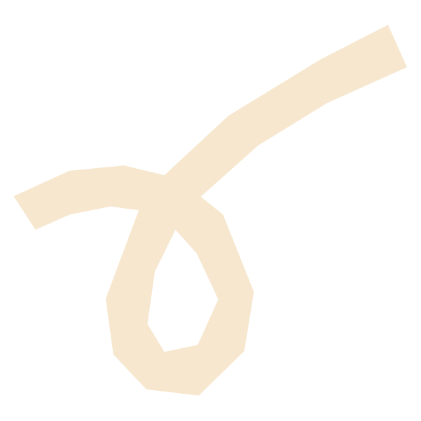 A beige, abstract, irregularly shaped loop or knot on a black background.