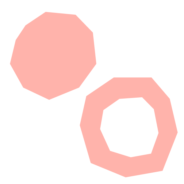 Two pink, irregularly shaped rings of different sizes and thicknesses, floating against a black background.