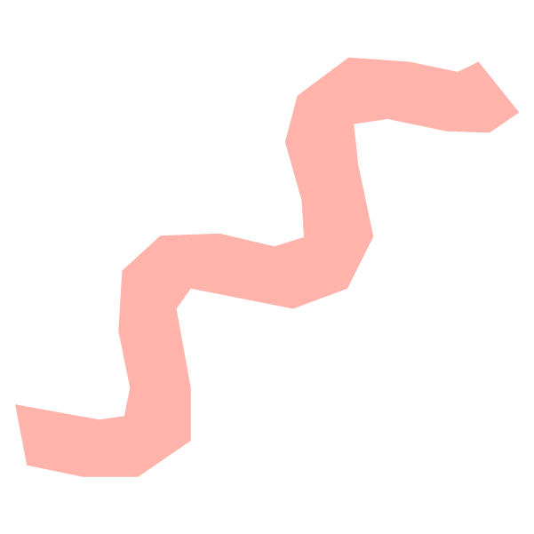 A pink, squiggly object or shape on a black background.