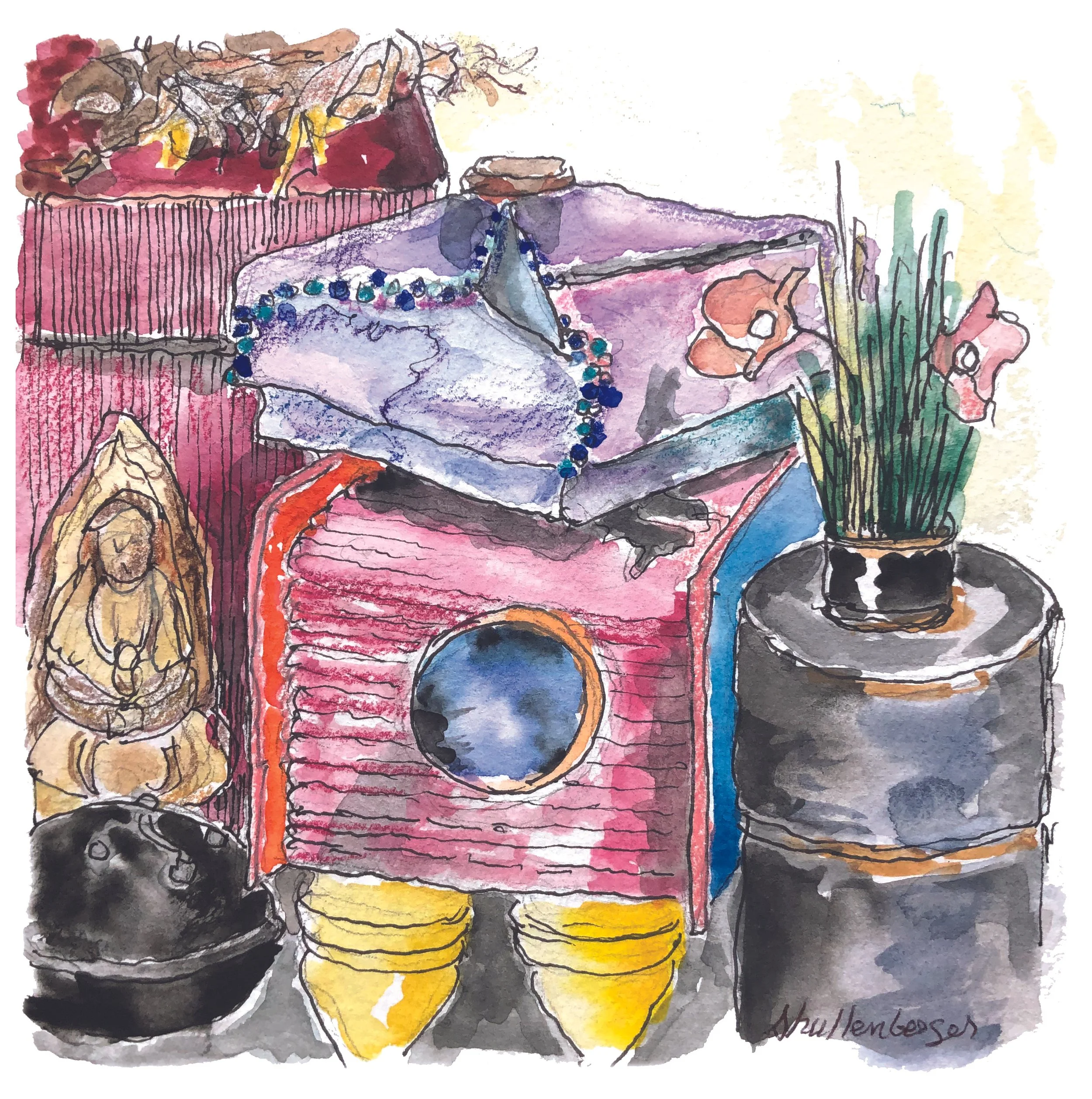 TINY BOXES   6" x 6" unframed