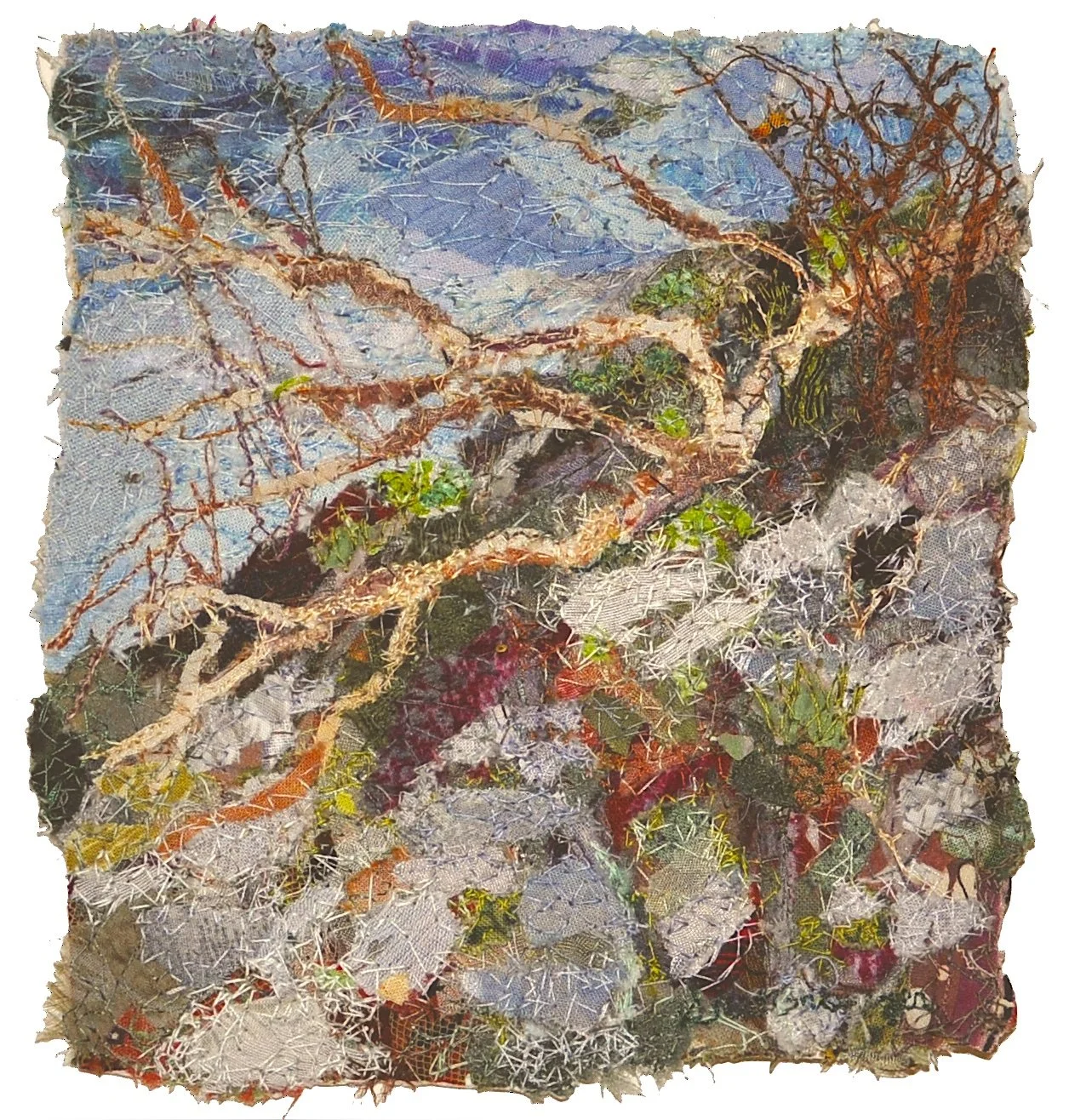 CLIFF BRANCH
 
piece - 6" x 6" 
 
framed 16" x 16"