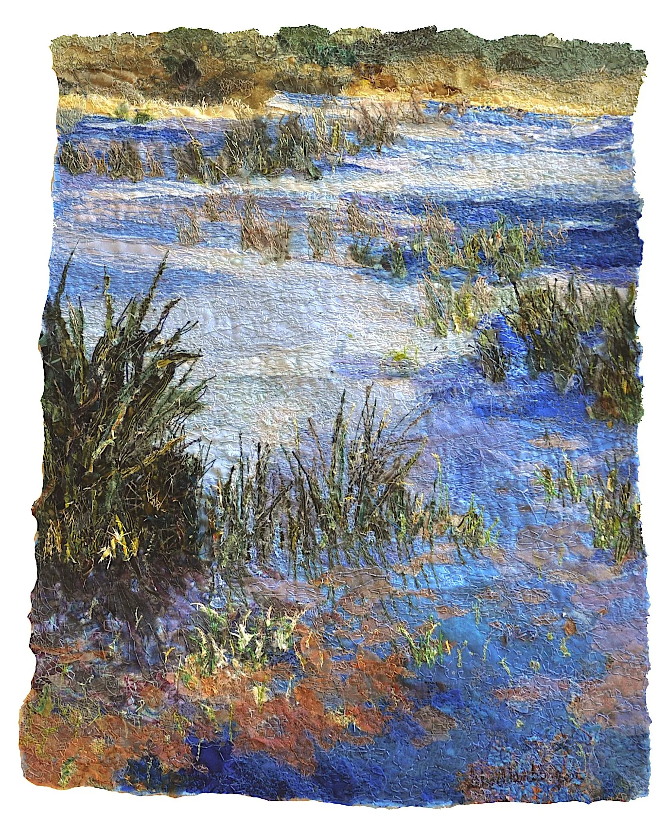 ARCADIA MARSH 3 -   SOLD  
 
piece 15" x 12"  
framed 27" x 25"