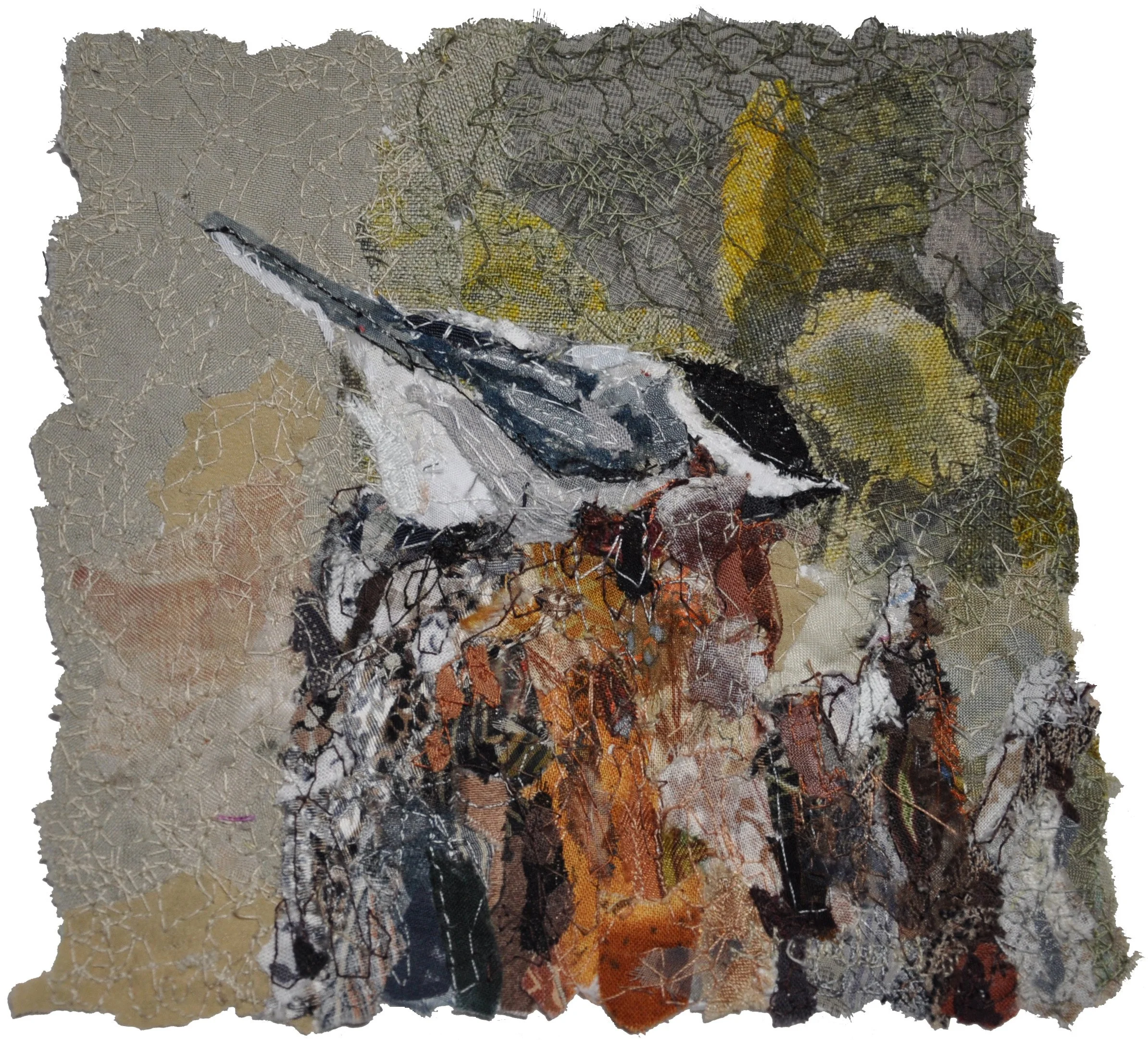 ON A STUMP -   SOLD  
 
piece - 6" x 6"
 
framed - 14" x 14"