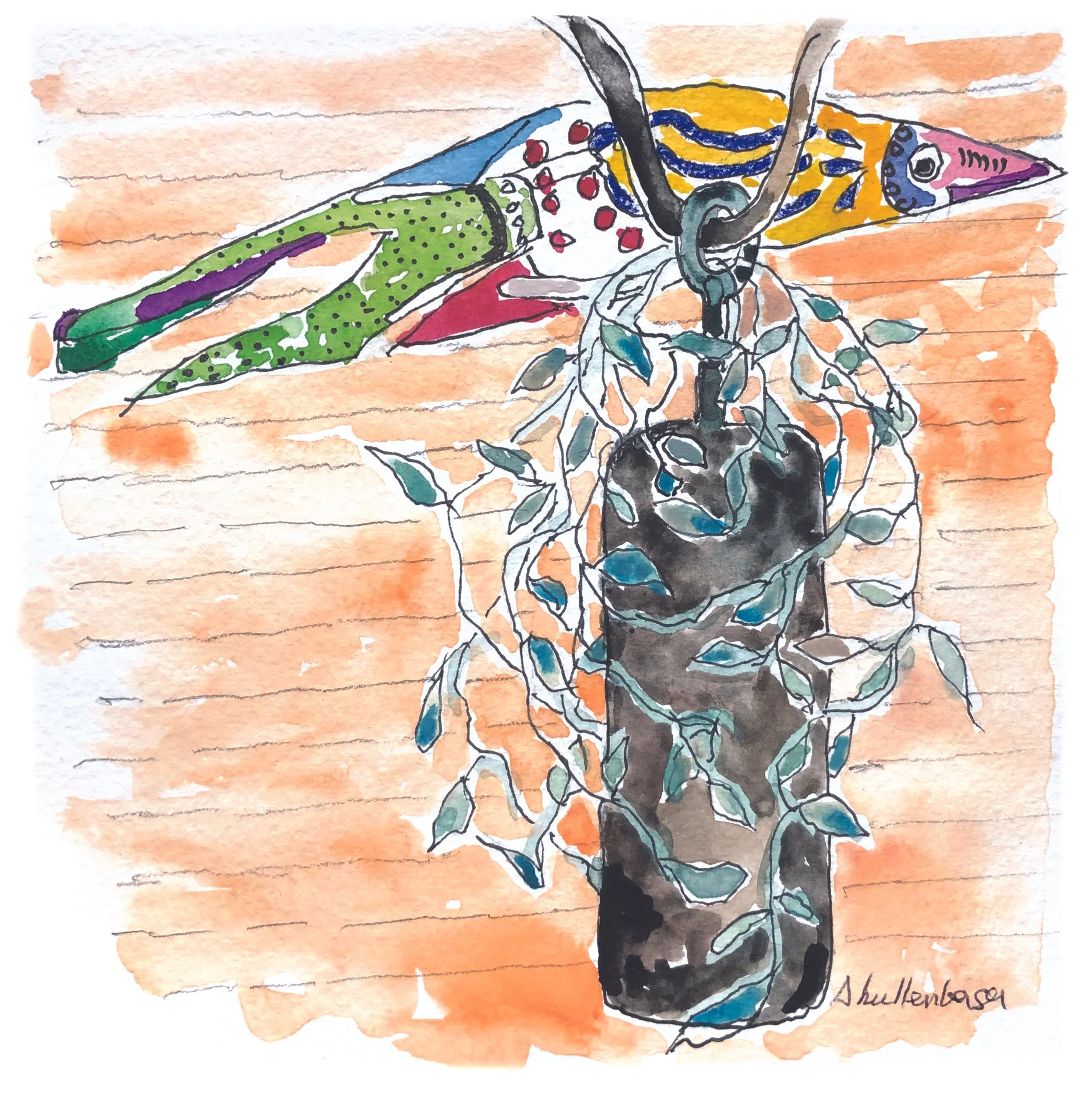 BY THE BACK DOOR   6" x 6" unframed