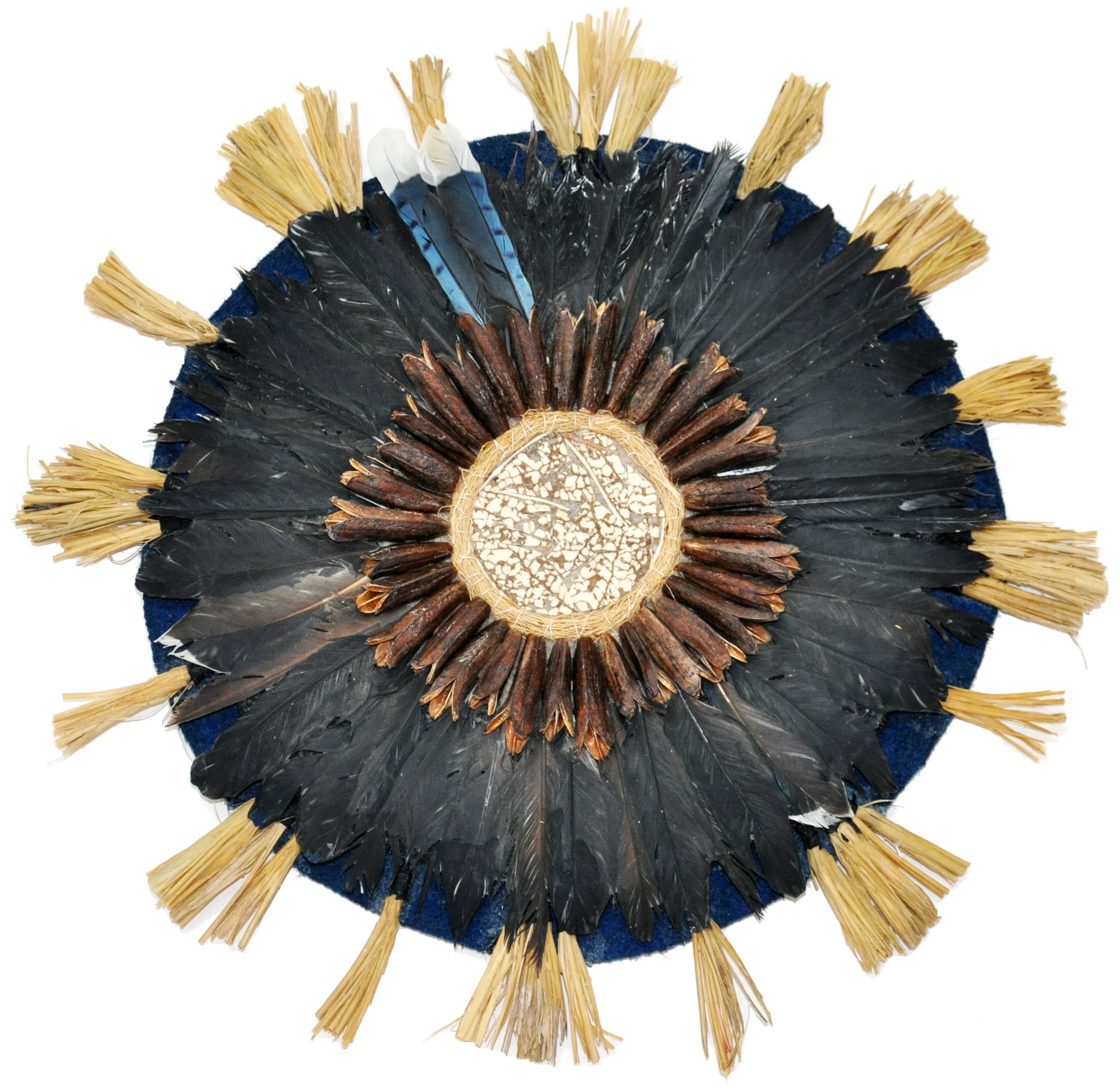 TWO FEATHERS
 
18" circle - piece
 
21" circle - mounted