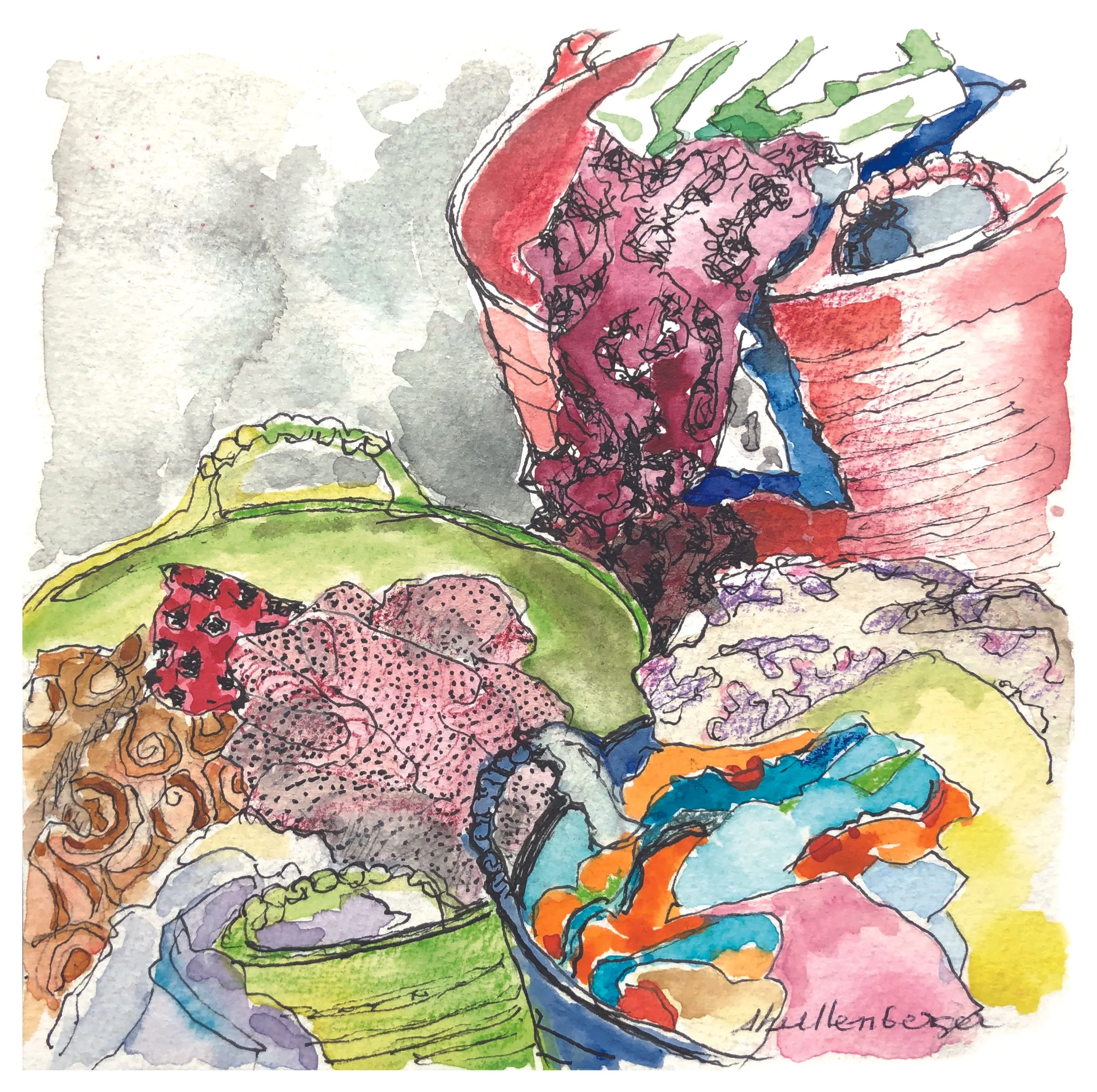 FABRIC TUBS   6" x 6" unframed