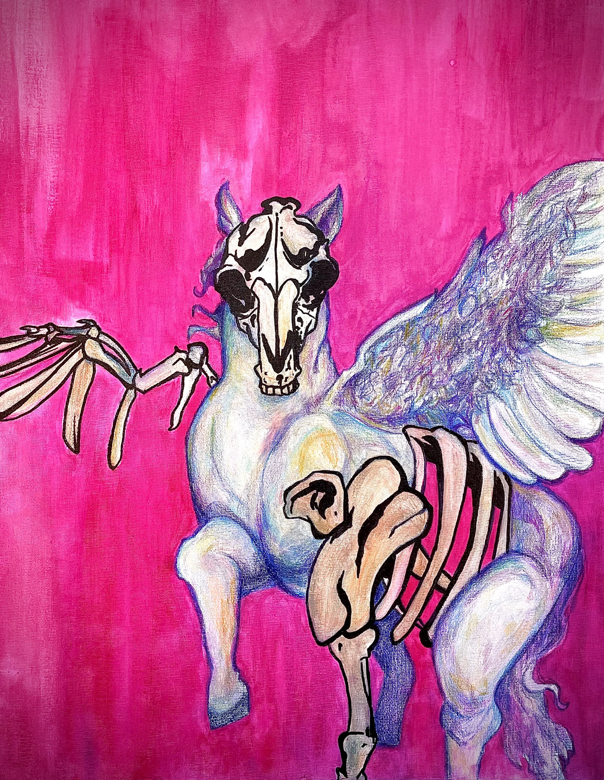 Pegasus (2022) colored pencil, alcohol marker, watercolor.