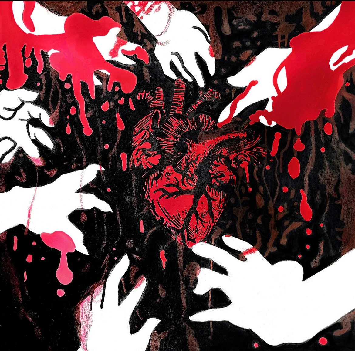 Piece of My Heart (2022) colored pencil, ink, alcohol marker, acrylic paint.
