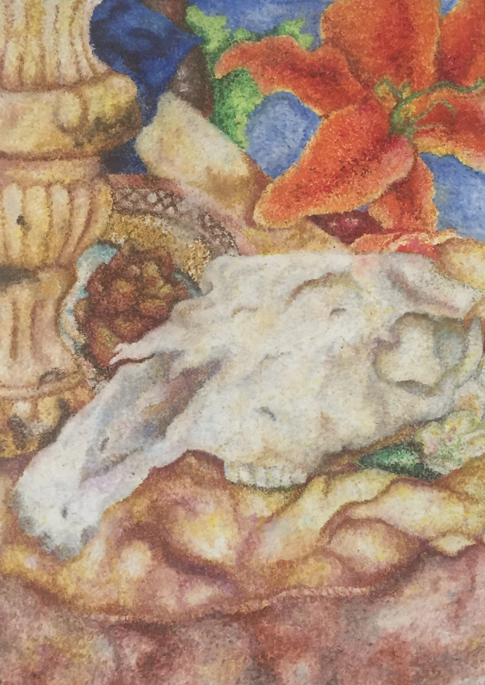 Ms. O'Keefe, Are You Proud of Me? (2020)            oil pastel.