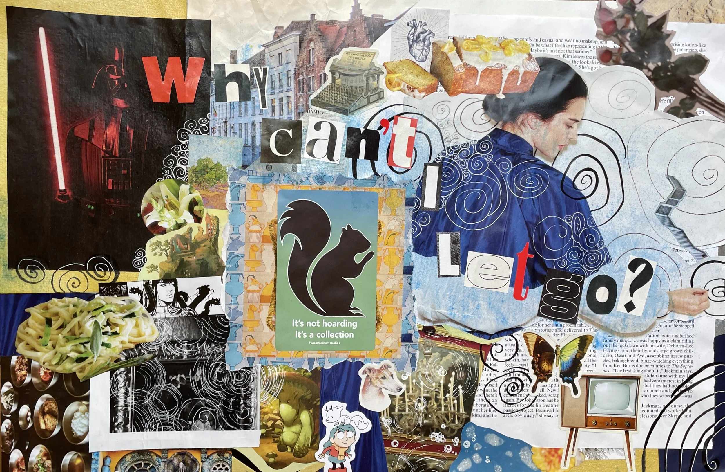 Why Can't I Let Go? (2024) collage, ink.
