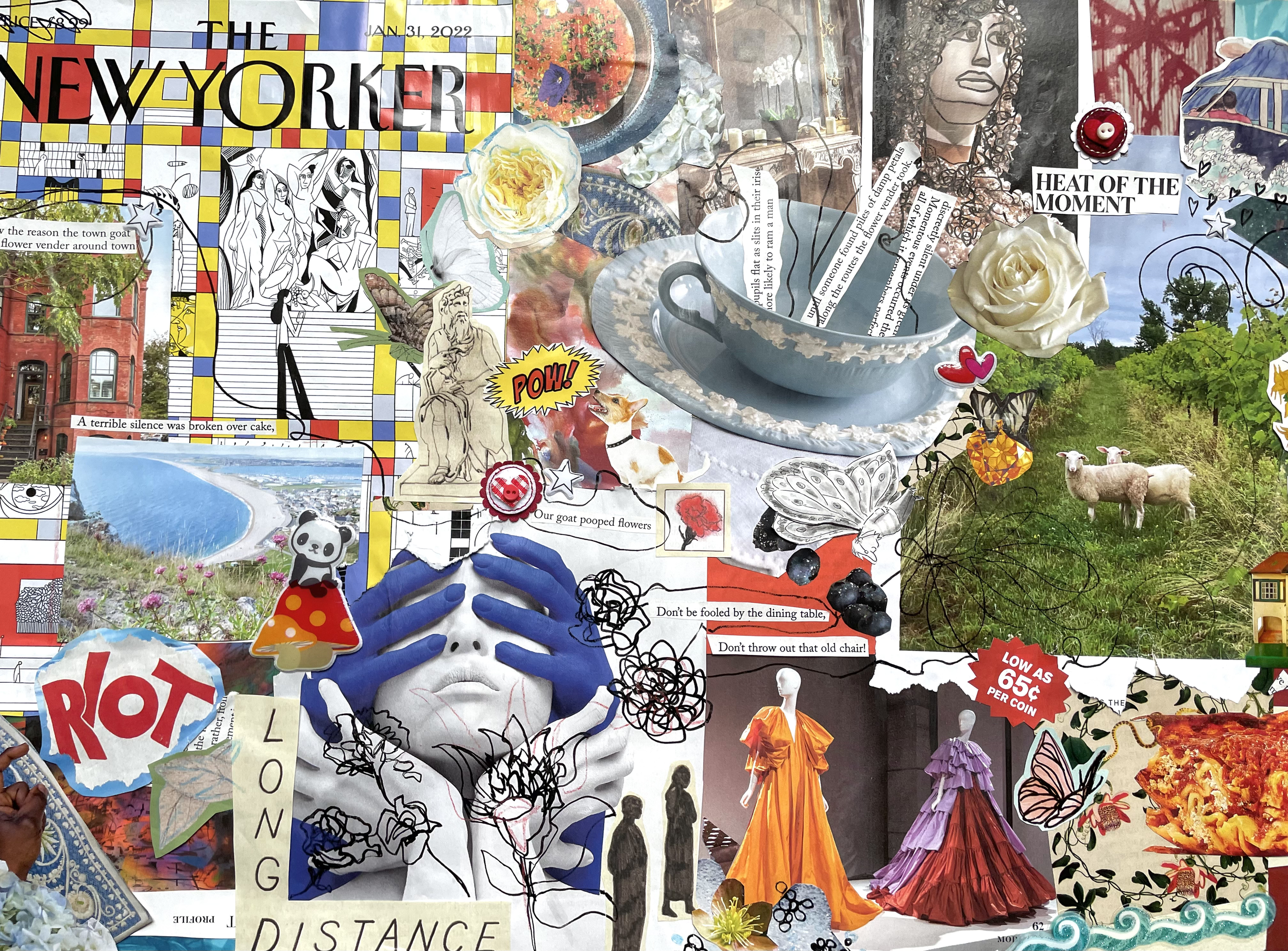 Commodity (2022) collage, conte pencil, ink.