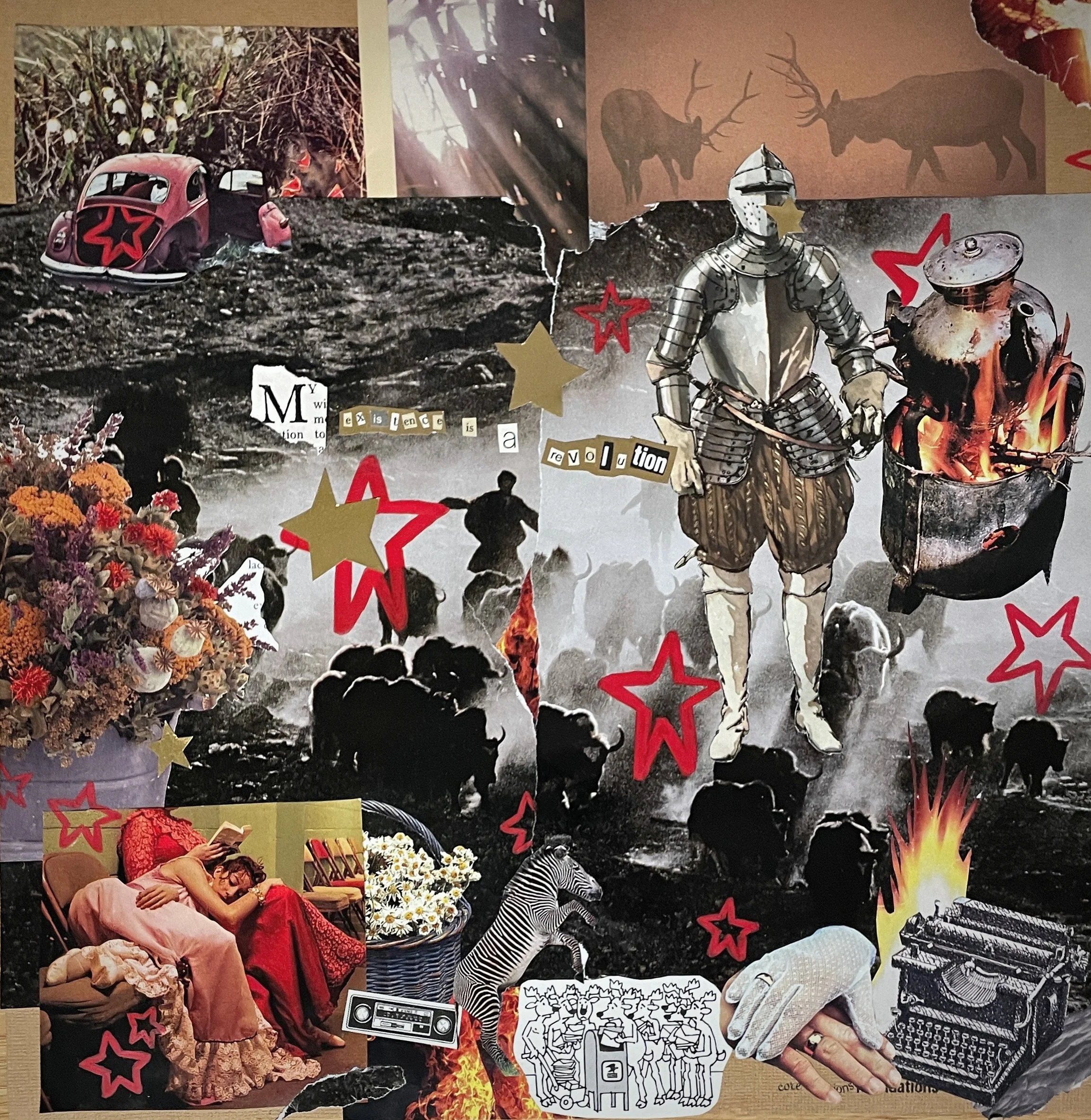"My existence is a revolution" (2024) paint marker, collage.