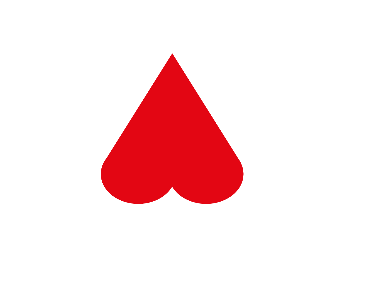 Una carta del juego de repartir en la que se muestra un símbolo de corazones rojos en el centro.