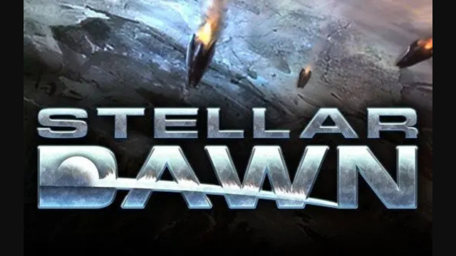 Cover image for the game Stellar Dawn featuring a space scene with comets and planets.