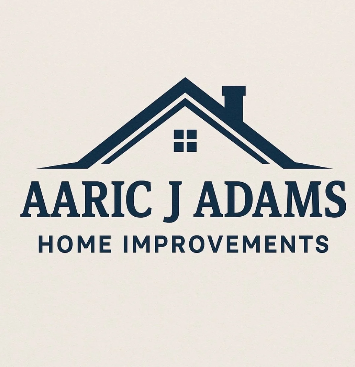 Logo with a house roof and chimney, and text reading 'AARIC J ADAMS HOME IMPROVEMENTS'.