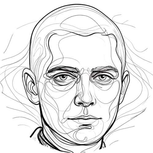 Line art illustration of a Robert Junqueira's.