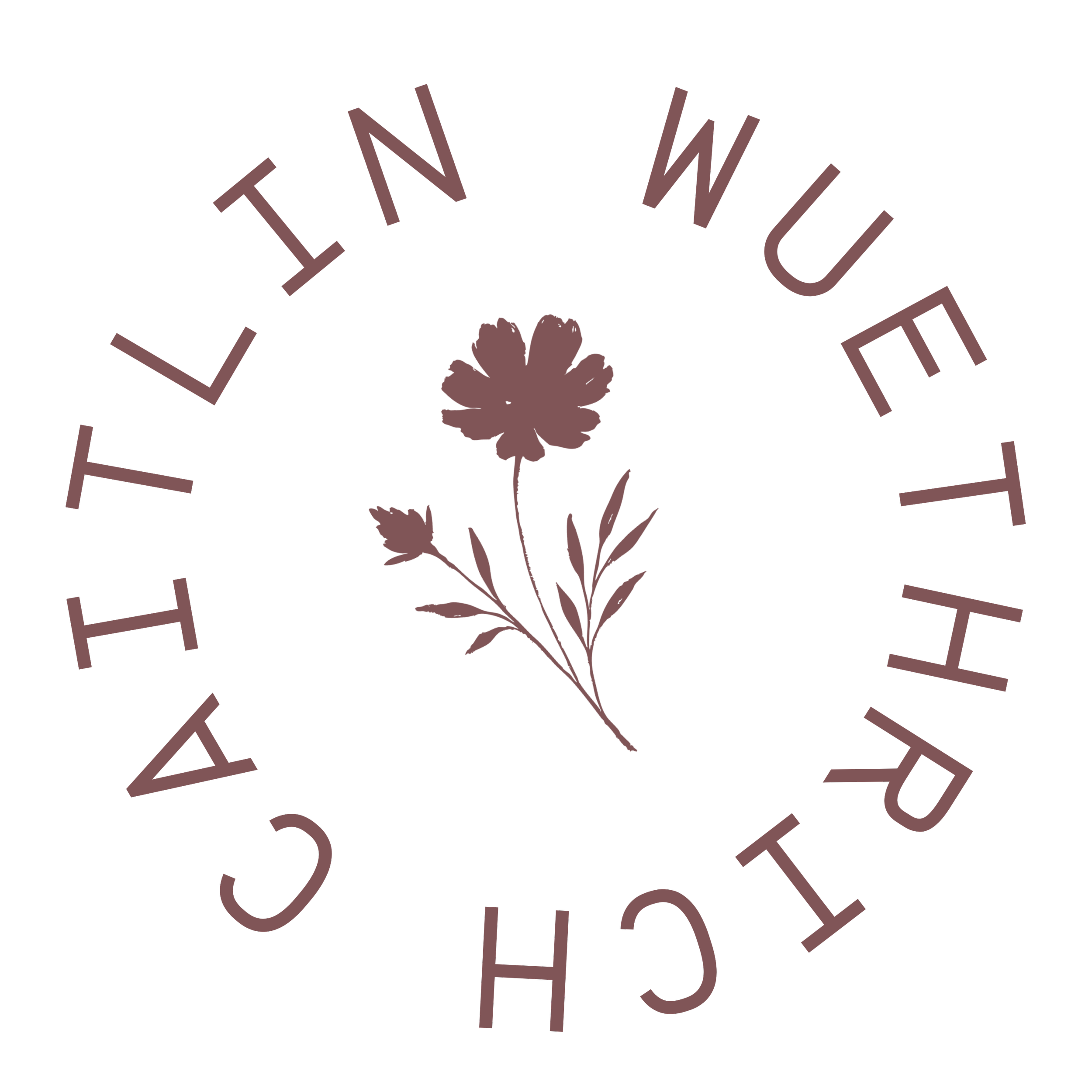 A circular logo with a black background, featuring a purple flower at the center and the text 'I CAN'T TALK TO YOU' arranged in a circle around it.