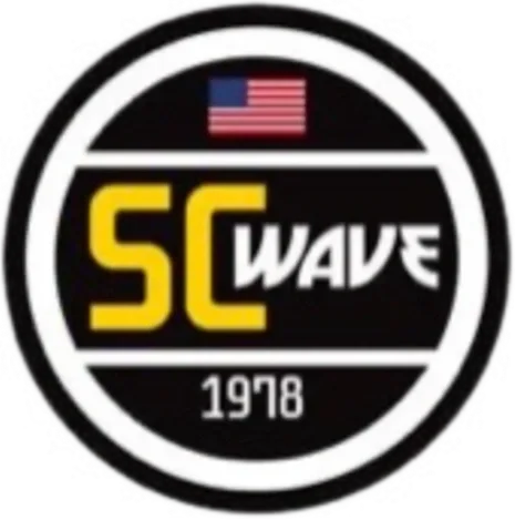 A circular logo with the text 'SC WAVE 1978' and a small American flag at the top.