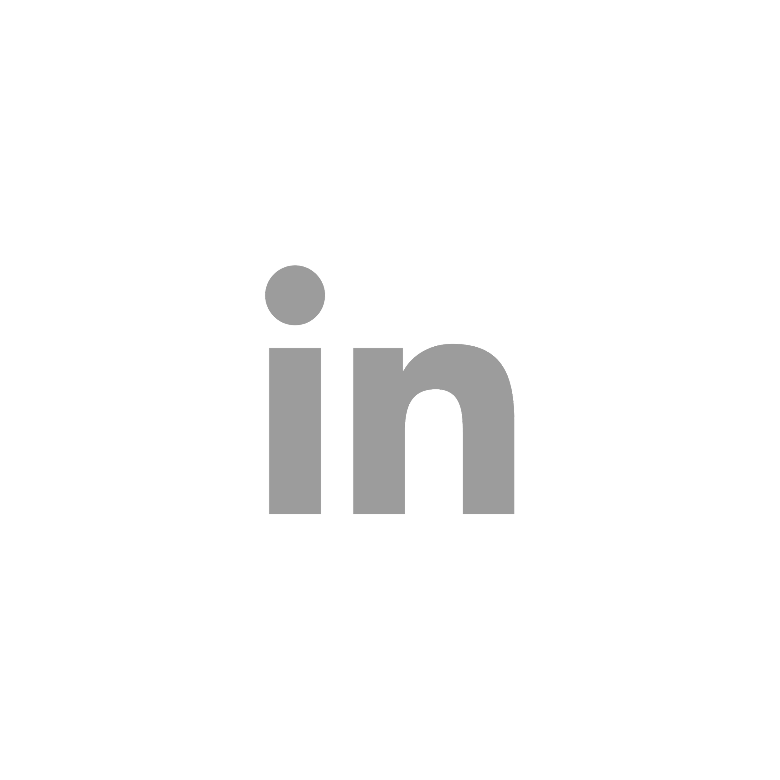 A grey LinkedIn logo.