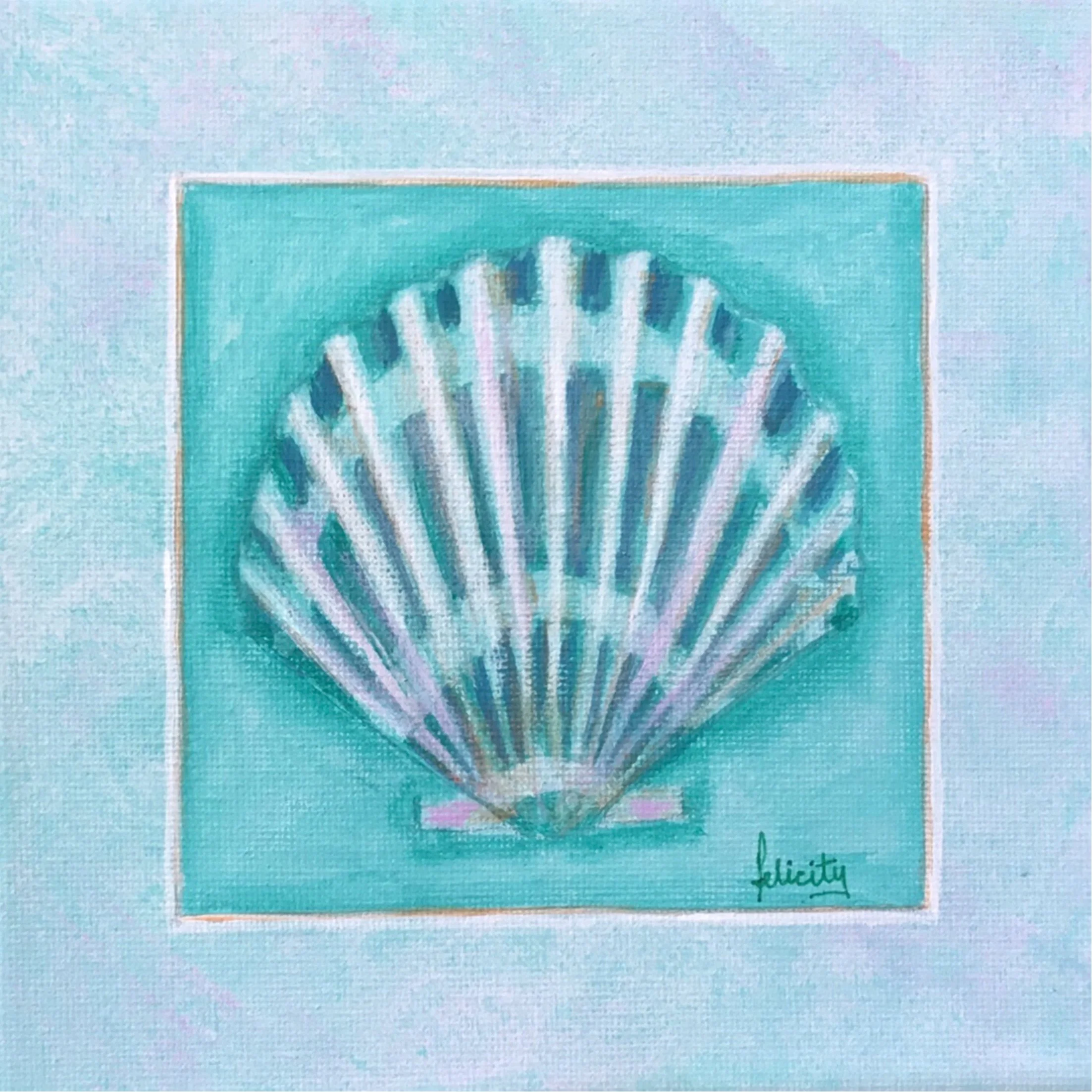 Scallop Shell mini - Available
Acrylic on canvas. 15 x 15 x 1.5 cm
$45 or 3 shell minis for $120
