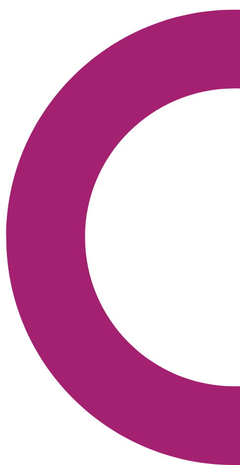 A large purple letter 'C' on a white background.