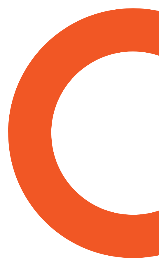 Close-up of a large orange letter C.