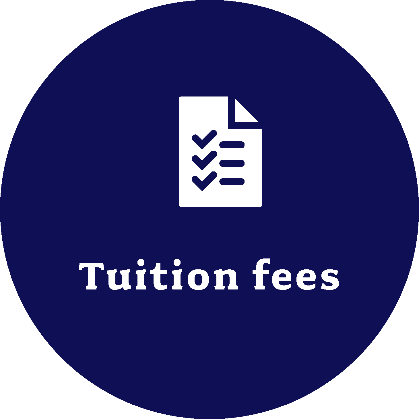 Icon of a document with checkmarks and lines, labeled 'Tuition fees'.