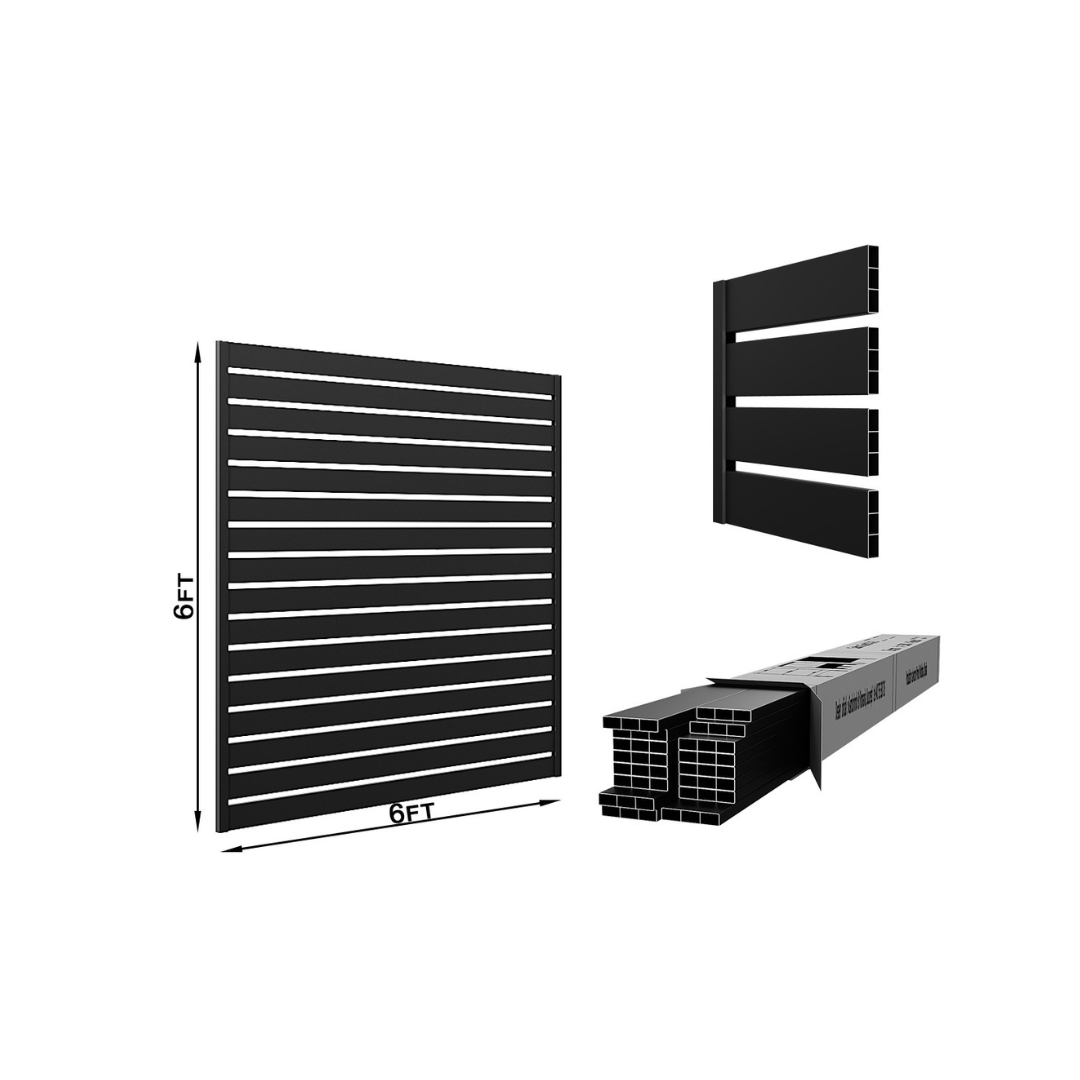 Aluminum Horizontal Slat Fence Panel (4" Slat, 25/32" Gap) 6'H x 6'W