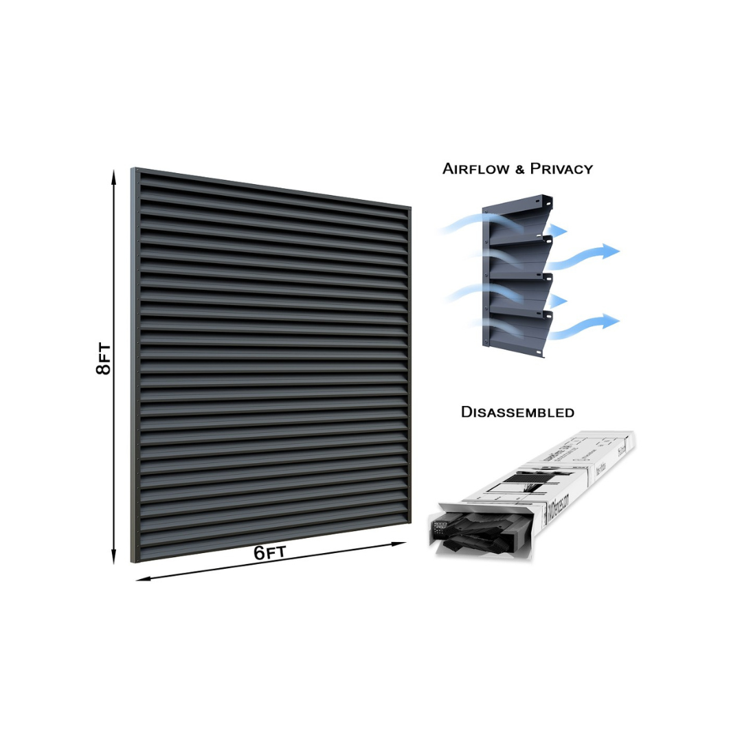 Galvanized Steel Louvered Privacy Fence Panel 8'H x 6'W