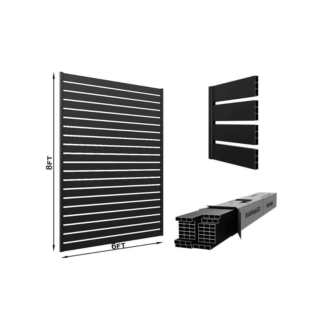 Aluminum Horizontal Slat Fence Panel (4" Slat, 25/32" Gap) 8'H x 6'W