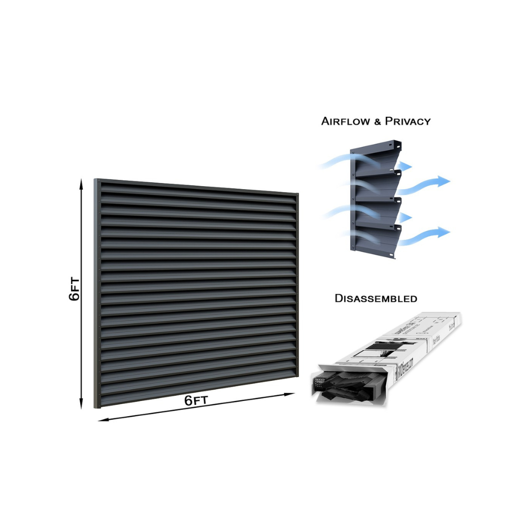 Galvanized Steel Louvered Privacy Fence Panel 6'H x 6'W
