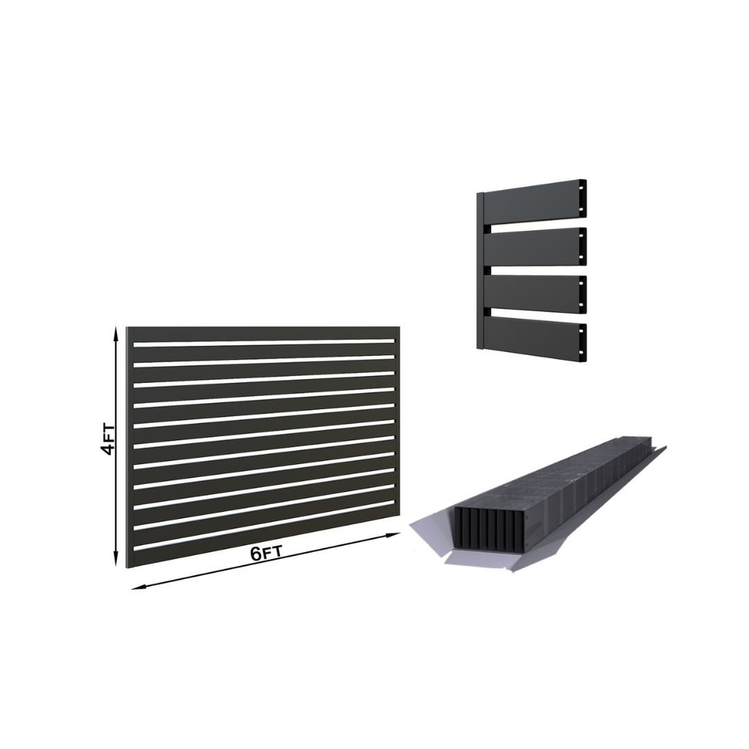 Galvanized Steel Horizontal Slat Fence Panel 4'H x 6'W