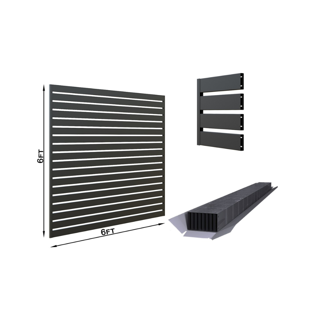 Galvanized Steel Horizontal Slat Fence Panel 6'H x 6'W