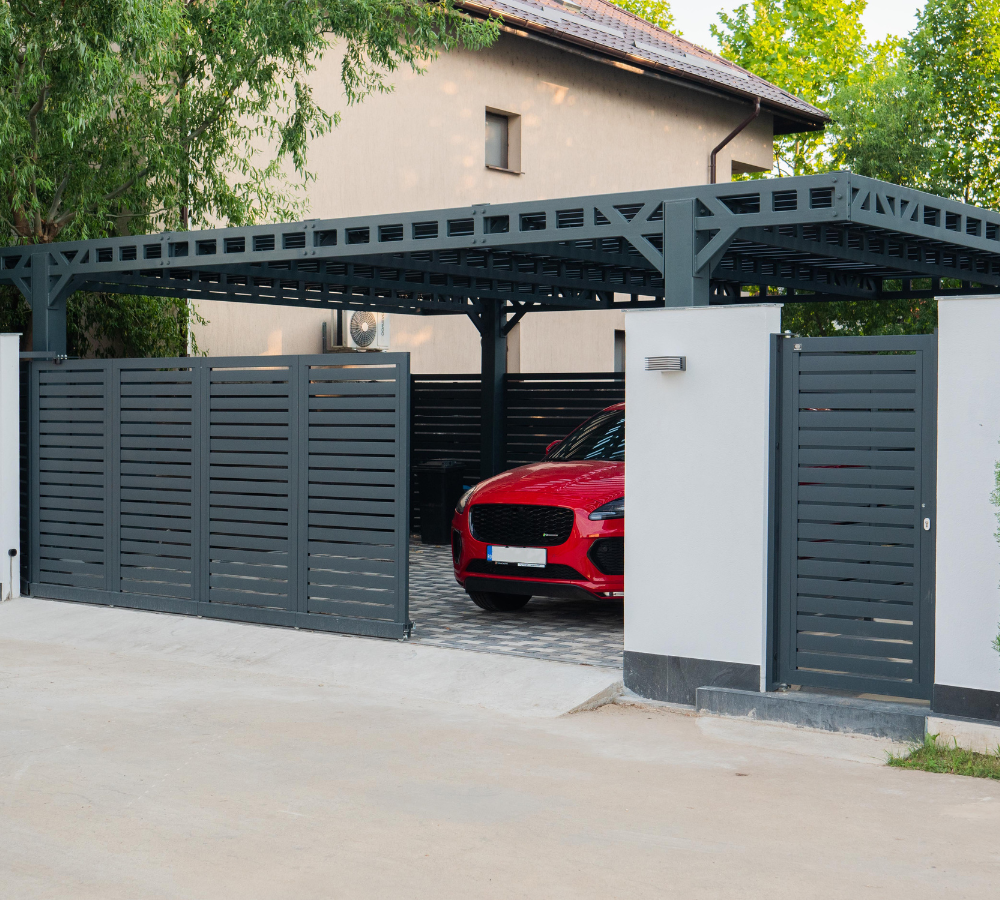 Horizontal Slat Fence and Gate