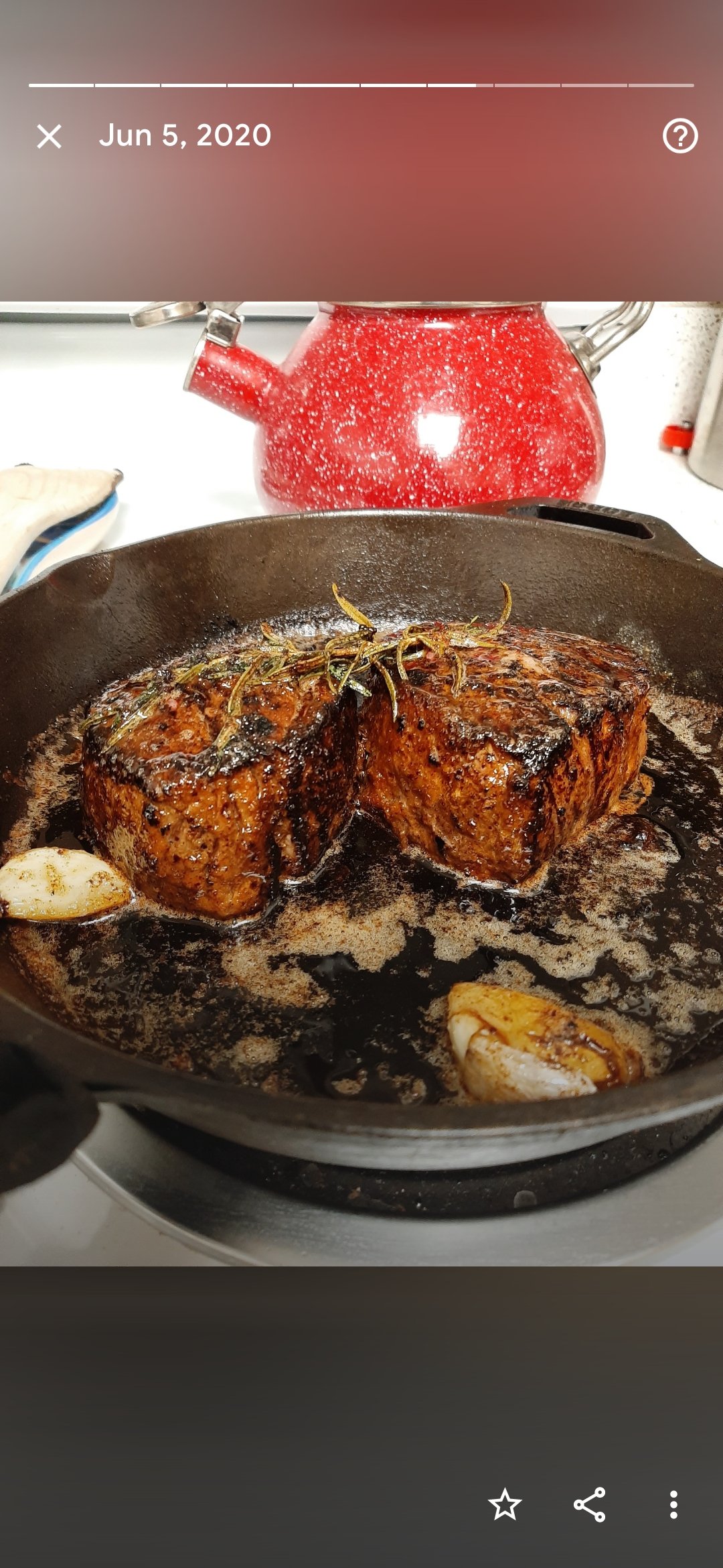 Pan seared filet finished with grass fed butter, fresh garlic & rosemary