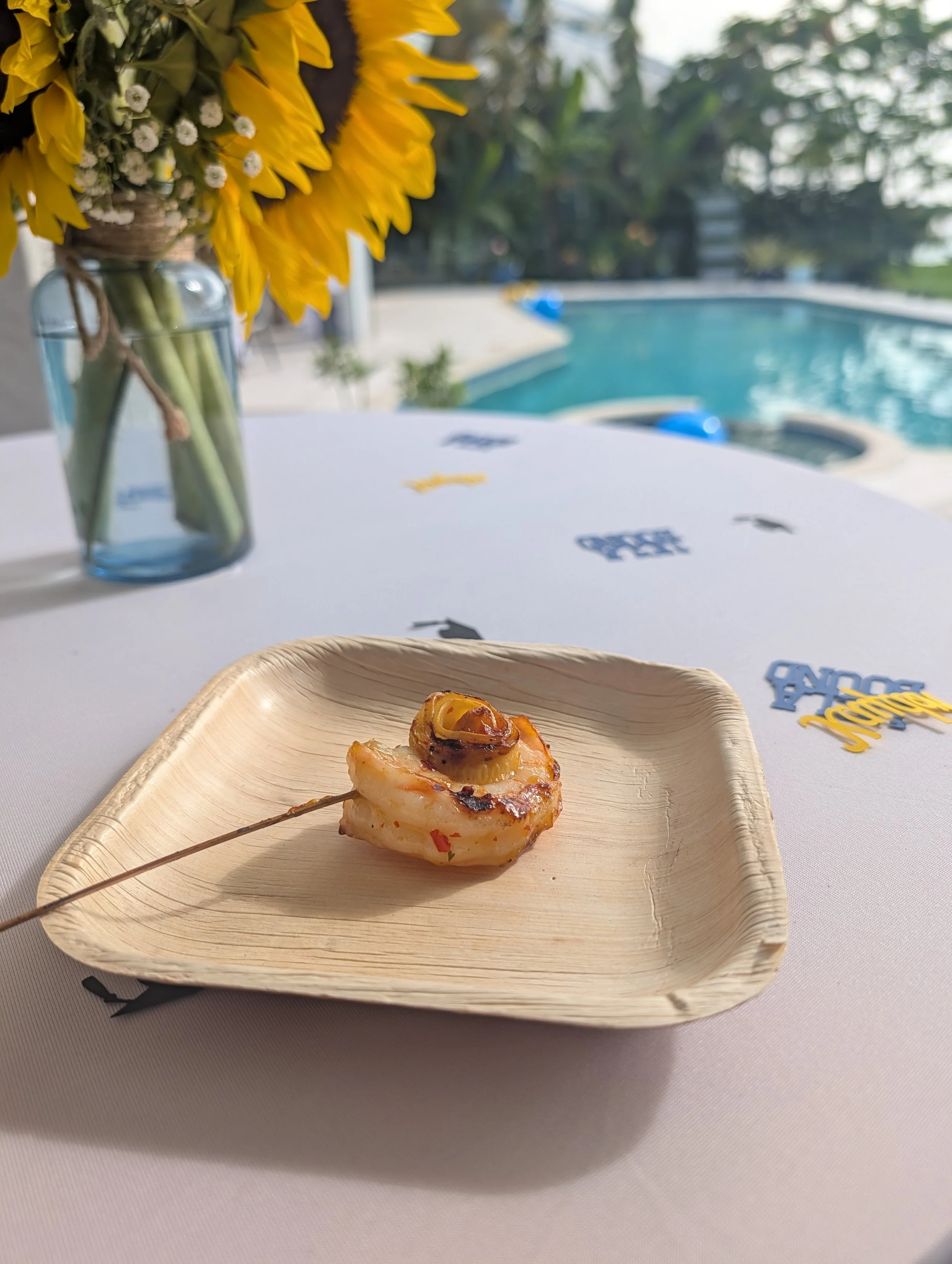 Tequila marinated Key West Pink shrimp with a chili mango glaze